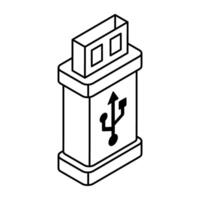 A flat design icon of usb vector