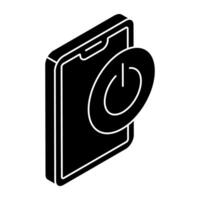 A flat design icon of mobile shutdown vector