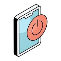 A flat design icon of mobile shutdown vector