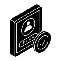 A flat design icon of user login vector