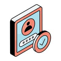 A flat design icon of user login vector