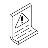 A trendy design icon of warning paper vector