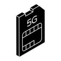 An icon design of 5g Sim card vector