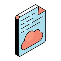 A flat design icon of cloud file vector