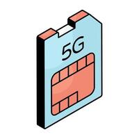 An icon design of 5g Sim card vector