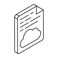 A flat design icon of cloud file vector