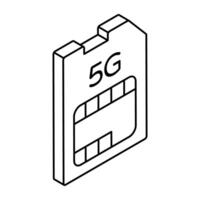 An icon design of 5g Sim card vector