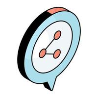 A flat design icon of share chat vector