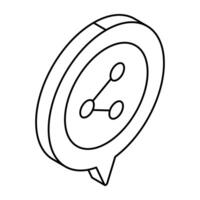 A flat design icon of share chat vector