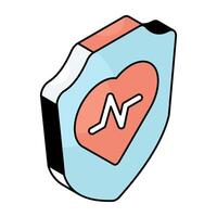 A flat design icon of medical insurance vector