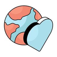 Conceptual flat design icon of global heart vector