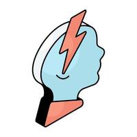 Editable design icon of brain power vector