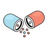 Modern design icon of open pill vector