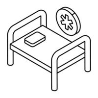 A flat design icon of hospital bed vector