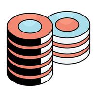 A colored design icon of casino tokens vector