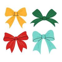 Decorative bow set. Festive bow for decorating a card, invitation, banner, poster and more. Vintage bow. Flat illustration on white background. vector