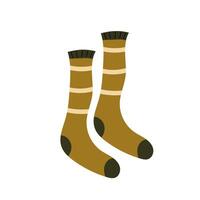 Long socks. Autumn socks flat icon isolated on white background. Cute striped sock. Illustration on a white background. vector