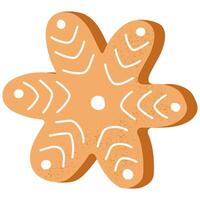 Christmas Gingerbread Cookie. Winter biscuits in snow flake shape. vector