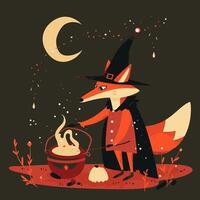 Fox dressed up like a witch vector