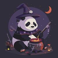 Panda mystical healer preparing a potion vector