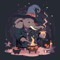 Elephant dressed up like a grand warlock vector