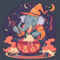 Elephant dressed up like a grand warlock vector