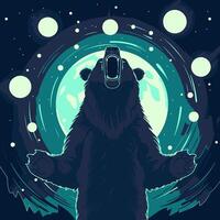 bear roaring with glowing orbs vector