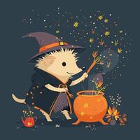Hedgehog dressed up like a wizard vector