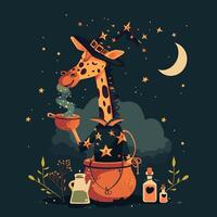 Giraffe dressed up like a nature wizard vector