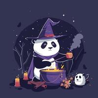 Panda mystical healer preparing a potion vector