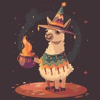 Llama dressed up like a desert mystic vector