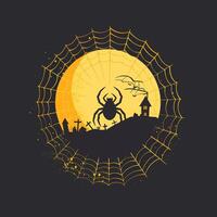 A magic spider weaving a glowing web vector