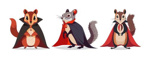 Squirrel wearing Dracula cape vector