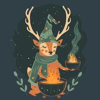 Deer dressed up like a woodland druid vector