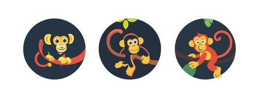 logo of a monkey hanging from a branch vector