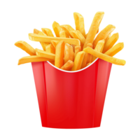 French fries in a red paper container png