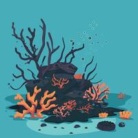 Dead coral reef due to pollution vector
