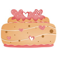 Heart and chocolate chip decorated cake, hand drawn, transparency illustration. png