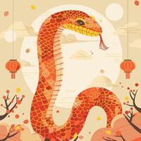 A snake participating in a traditional Lunar New Year vector