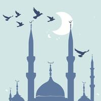 birds flying around the minarets of a mosque vector