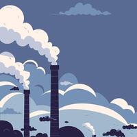 Smokestacks releasing pollutants into clouds vector