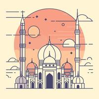 mosque skyline with a beautiful sunset vector