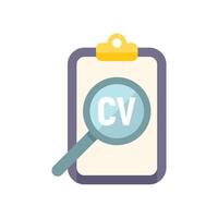 Magnifying glass examining cv document for hiring process vector