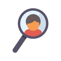 Magnifying glass zooming in on person for recruitment vector