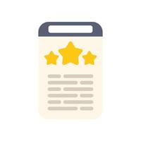 Mobile phone showing customer review with five stars rating vector