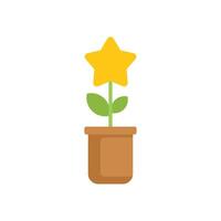 Yellow star flower growing in pot representing success vector