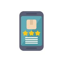 Smartphone showing five star feedback for delivery service vector