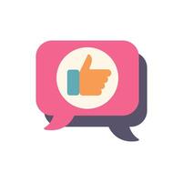 Speech bubble showing thumb up icon for feedback vector