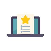 Laptop showing checklist with star for online survey, feedback, review vector