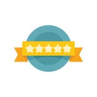 Blue circle with five stars rating showing quality vector
